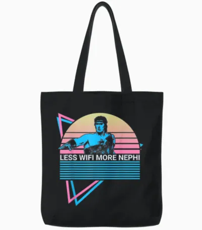 Mormon Lds Missionary Less Wifi More Nephi Tote Bags - Black