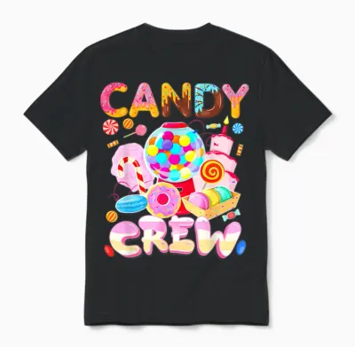 Candy Land Candy Crew Party Halloween Costumes Adult Women Unisex T-Shirt - Black