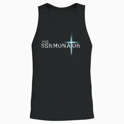 The Sermonator Pastor Appreciation Christian Cross Unisex Tank Top - Black