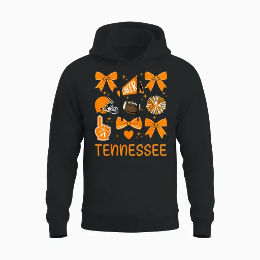 Tennessee Women Toddler Girls Kids Bow Orange for Tn Lovers Unisex Hoodie - Black