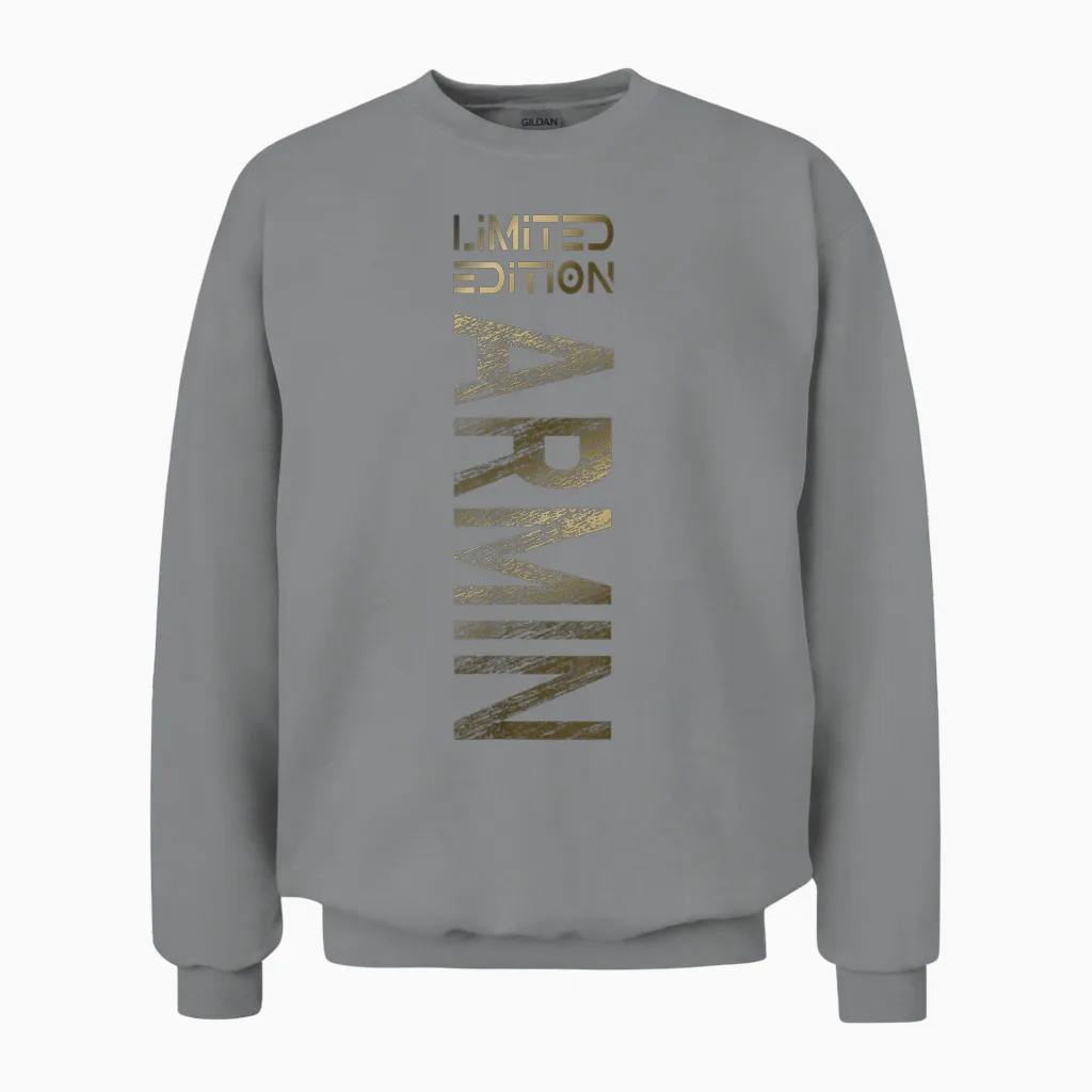 Armin Name First Name Boy Man Birthday T-Shirt, Black Unisex Sweatshirt in Sport Grey