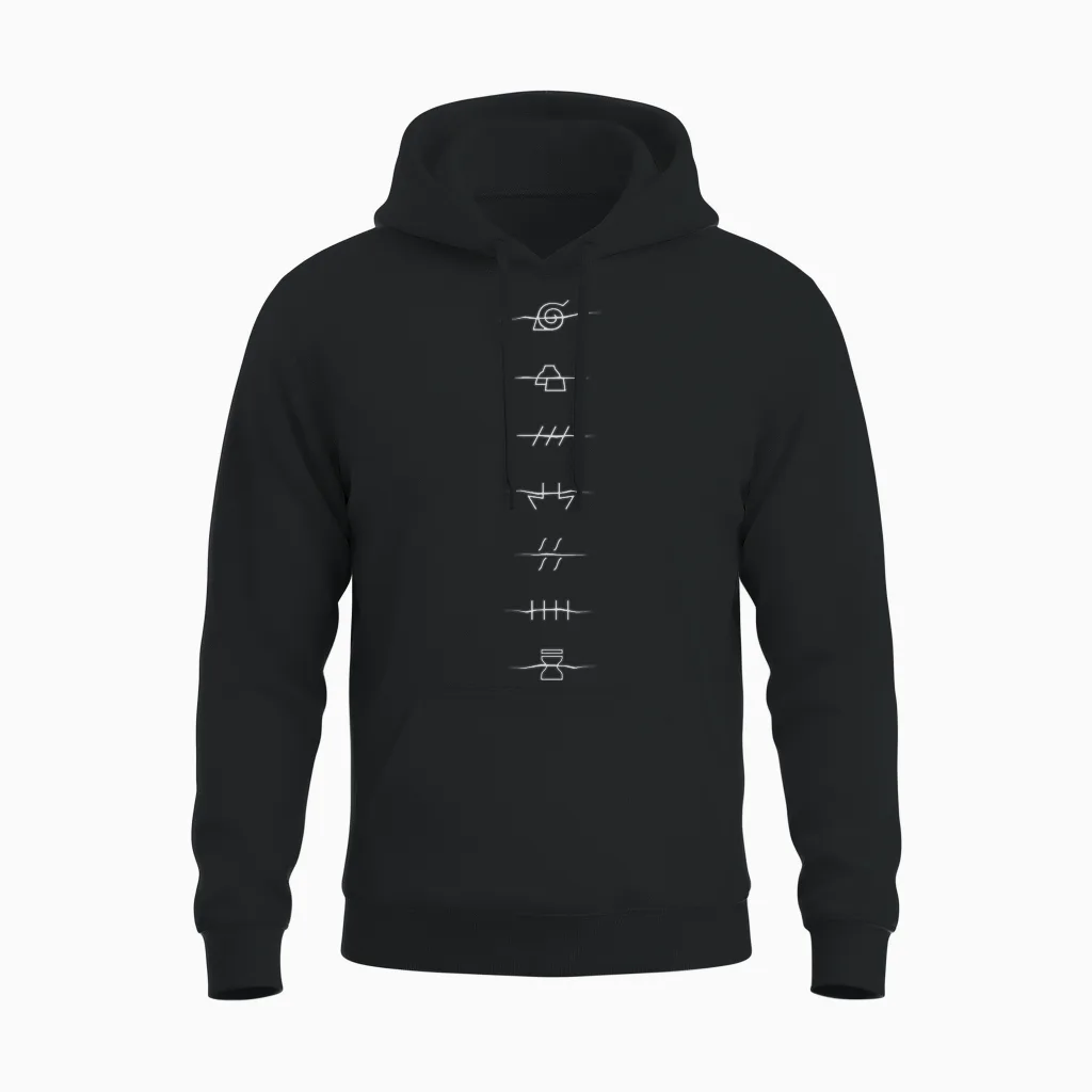 Naruto Shippuden Front Back Anti-Village Anime T-Shirt Haut De Gamme Unisex Hoodie in Black