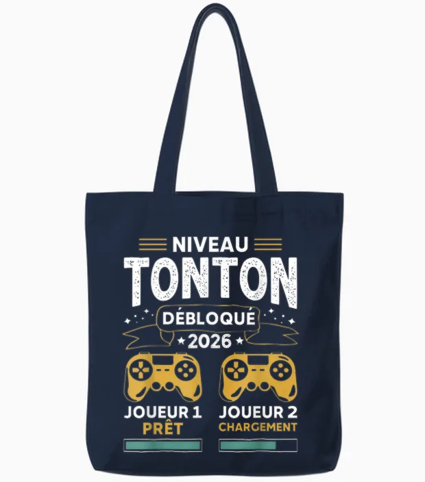 Tonton Gamer Unlocked in 2026 - Pregnancy Announcement 1st Tote Bags in Navy