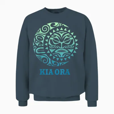 Neuseeland Sonne Mond Kia Ora Kultur Sonne Mond Symbol Haka Unisex Sweatshirt - Dark Heather