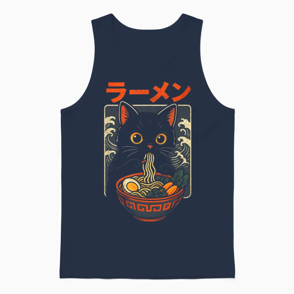 Ramen Nudeln Katzen Japan Y2k Kawaii Retro Unisex Tank Top in Navy