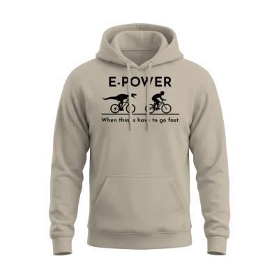 Velociraptor Chasing E-Biker Unisex Hoodie - Sand