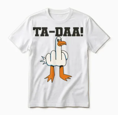 Möwe Mittelfinger Stinkefinger Frech Süß Unisex T-Shirt - White
