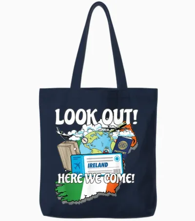 Schauen Sie Sich Irland An, Wir Kommen Passende Familienurlaubsreise Tote Bags - Navy