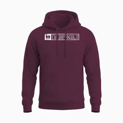 I'm Difficult Funny Double Diamonds Snowboard Skiing Pun Unisex Hoodie - Maroon
