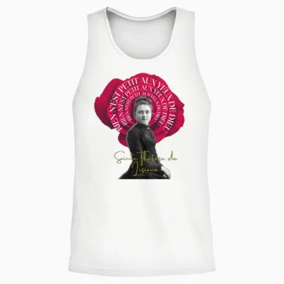 Most Searched St Therese T-Shirt Red Rose Unisex Tank Top - White