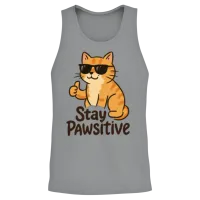 Stay Pawtive Cat with Sunglasses Unisex Tank Top - Sport Grey – 2