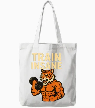 Train Insane Tiger Gym Tote Bags - White