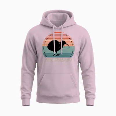 New Zealander Kiwi Bird Retro New Zealand Unisex Hoodie - Light Pink