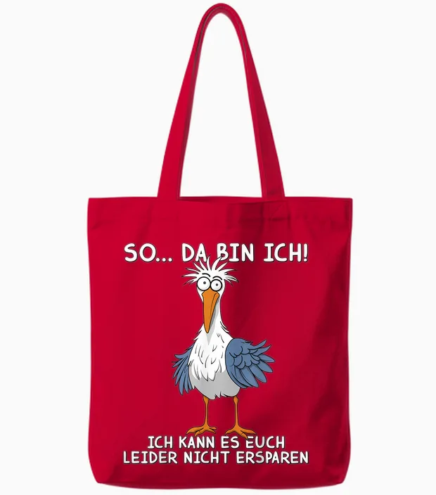 Funny Sprüch Lustige Tshirts Männer Damen Möwe So Da Bin Ich Tote Bags in Red