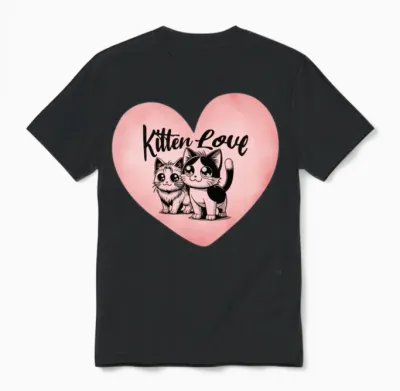 'kitten Love' Cat Petlove Heart Gd Unisex T-Shirt - Black