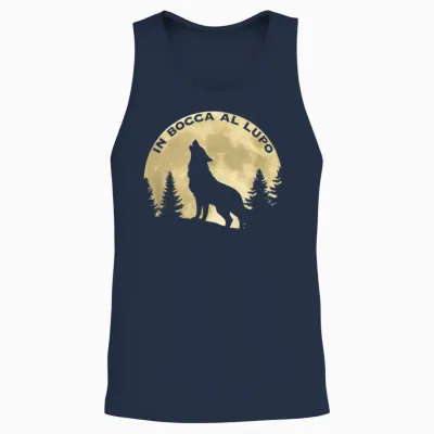 In Bocca Al Lupo Symbole Italien Idiome Bonne Chance Unisex Tank Top - Navy