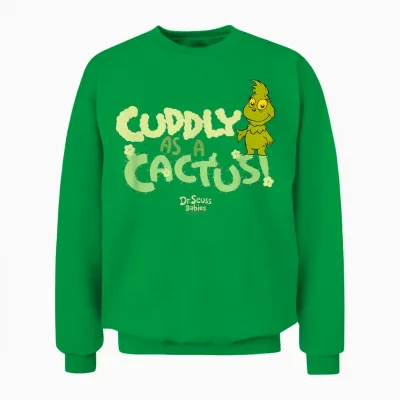 Dr.seuss Baby Grinch Cuddly as a Cactus Officially Licensed Unisex Sweatshirt - Irish Green