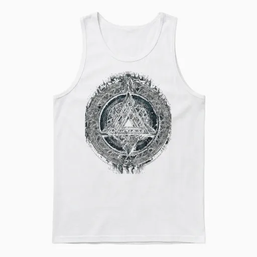 Nordische Kultur Und Nordmänner Designs Viking Nordic Runes Nordmann Mythology T-Shirt, Unisex Adult, Black, S, Short Sleeve, V-Neck, Classic Fit Unisex Tank Top - White