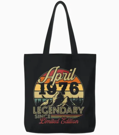 Vintage Cadeau D'anniversaire 50 Ans Pour Né En Avril 1976 Tote Bags - Black