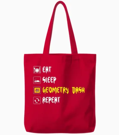 Eat Sleep Geometry Dash Repeat Retro Jumper Repeat Tote Bags - Red