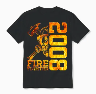 Fire Fighter 2008 15 Years Fire Fighter 15th Birthday T-Shirt, Black Unisex T-Shirt - Black