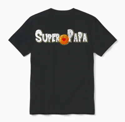 Super Papa for Papa Cool and Geek Fan of Anime and Manga T-Shirt, Black, S Unisex T-Shirt - Black