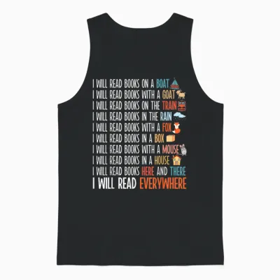 I Will Read Books on a Boat & Everywhere Reading Book Unisex Tank Top - Black