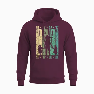 Papa Von Drei Mädchen Vatertag Retro Vater Mit 3 Töchtern Unisex Hoodie - Maroon