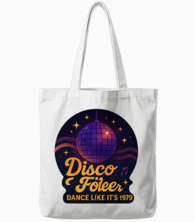 Disco Foiler 1970s Dance Tote Bags - White