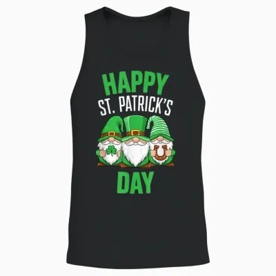 Happy St Patrick's Day Shirt with Three St. Patrick's Day Gnomes T-Shirt, Black, S Unisex Tank Top - Black