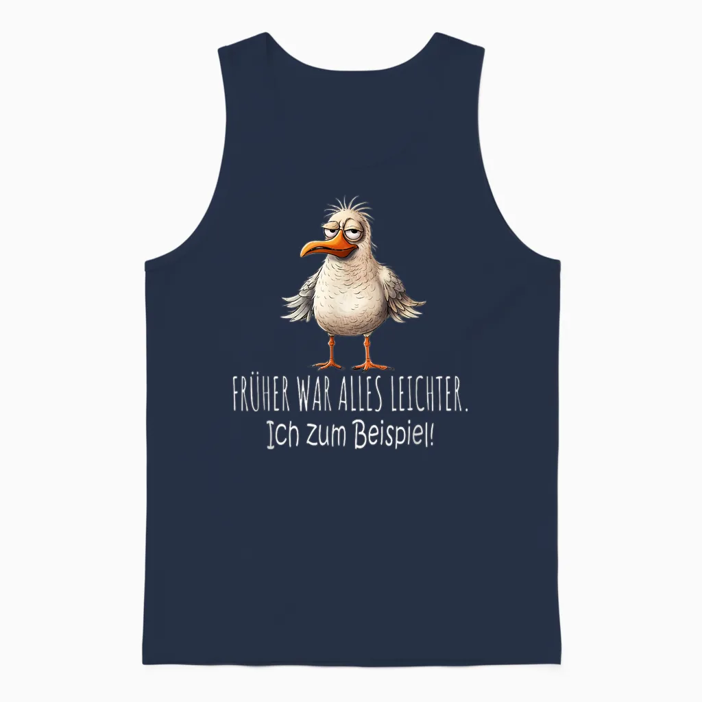 T-Shirt with German Text "früher War Alles Leichter Ich Zum Beispiel" [german Langu Unisex Tank Top in Navy