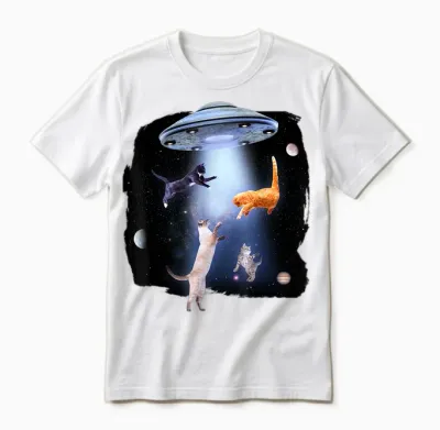@n!mal Katze Lustig Katzenmotiv Katze T-Shirt Damen, Unisex-Erwachsene, Herren Schwarz S Standardlänge Klassische Passform Crew-Neck Kurzarm Tierdruck Casual Freizeit Katze Unisex T-Shirt - White
