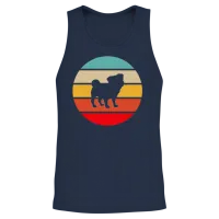 Pug Retro Unisex Tank Top - Navy – 2