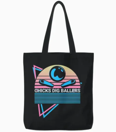 Pinball Machine Retro Tote Bags - Black