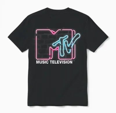 Mtv Logo Luminous Sign Wall Decor Pink Blue Lights Mtv Unisex T-Shirt - Black