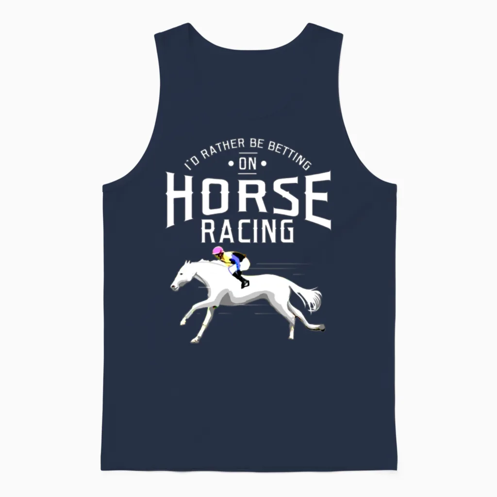 I D Rather Be Betting on Horse Racing for Horse Unisex Tank Top in Navy