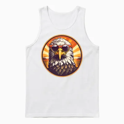 Retro Cool Eagle Wearing Sunglasses - Retro Sunset Unisex Tank Top - White