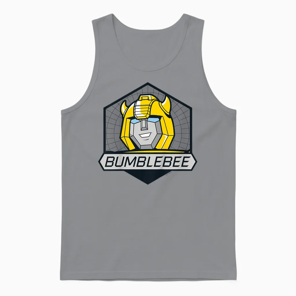Children's Retro Badge Transformers Bumblebee Kids T-Shirt, Blue, 2 Unisex Tank Top in Sport Grey
