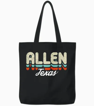 Retro Allen Texas Tote Bags - Black