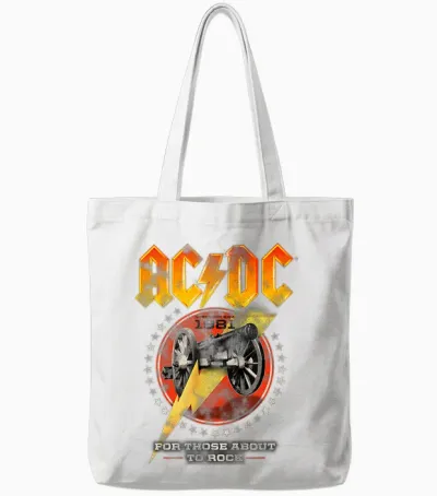 Official Ac/dc for Those About to Rock 1981 Rock Band Music Tote Bags - White