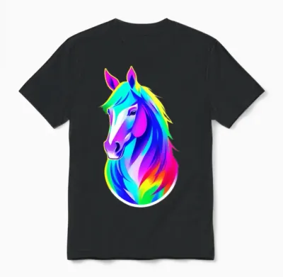 Horse Colorful Unisex T-Shirt - Black