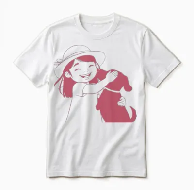 Hugging the Dog Unisex T-Shirt - White