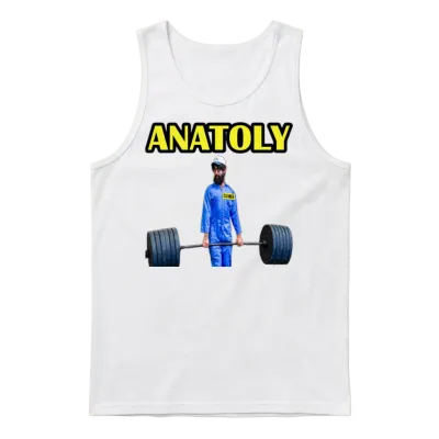 Anatoly Gym Cleaner Unisex Tank Top - White