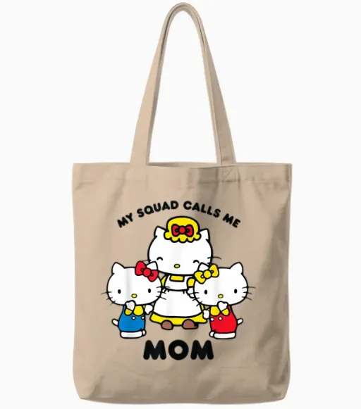 Hello Kitty Mom Squad Tote Bags - Natural