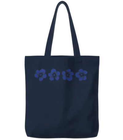 Hawaii Hibiscus Flower Tote Bags - Navy