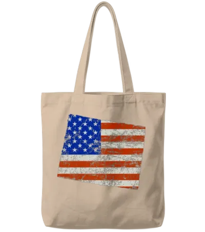 Wyoming Home Usa Flag Gift Tote Bags - Natural
