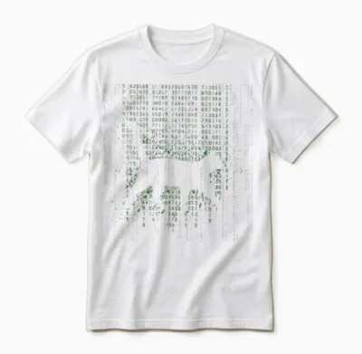 Matrix Cat Art Cool Unisex T-Shirt - White