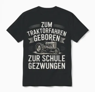 Zum Traktorfahren Geboren Zur Schule Gezwungen Unisex T-Shirt - Black