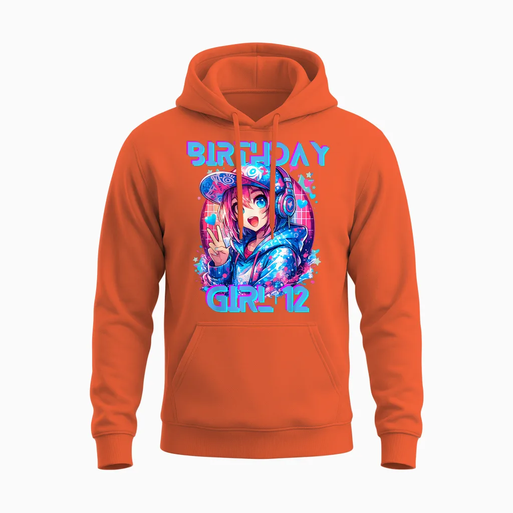 I'm the K Pop Birthday Girl K-Pop Fête D'anniversaire 12 Ans Unisex Hoodie in Orange