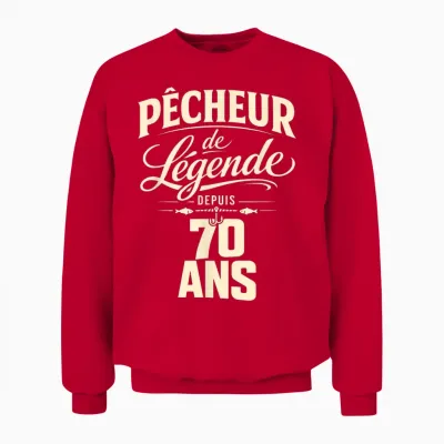 Pêcheur De Légende 70 Ans Homme Cadeau Anniversaire Pêche Unisex Sweatshirt - Red